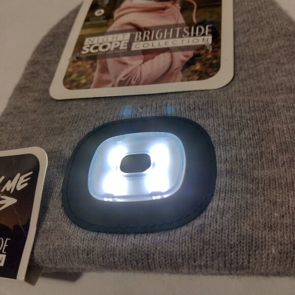 NIght Scope Brightside Collection Knit Hat Women LED Rechargable Gray Beanie NEW - Picture 2 of 6